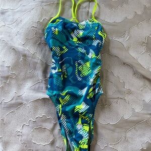 Nike Blue and Green One Piece Swimsuit Size 26